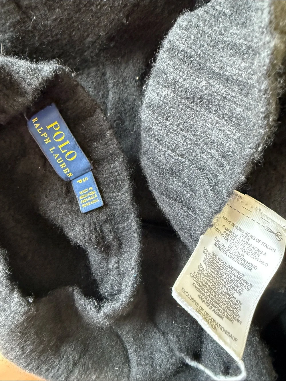 POLO Ralph Lauren Black Wool Cashmere Sweater, Size Small